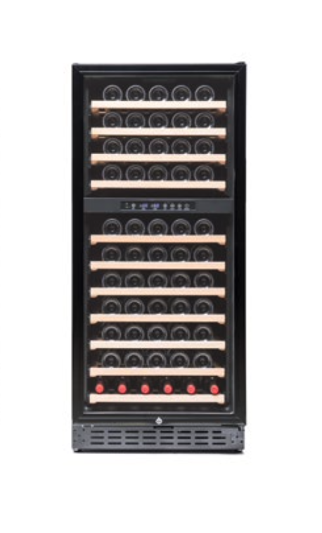 V 110 GC 2T Preta - 02 Vinobox 110 GC 2T Preta | Cave de Vinho 111 garrafas | Duas zonas de temperatura | Porta com fechadura | 59,5 x 68 x 136 cm (LxPxA) | G - Image 1