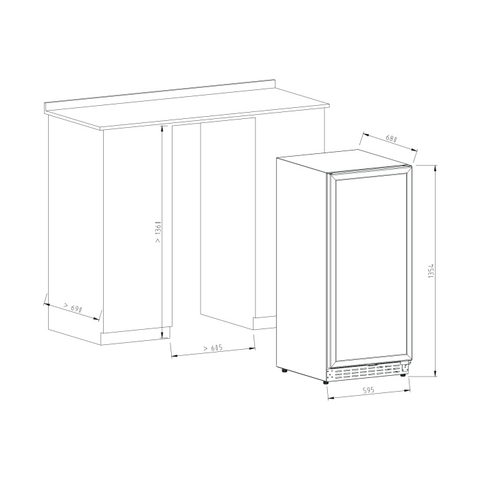 Vinobox 110 GC 1T Inox | Cave de Vinho 116 garrafas | Mono temperatura | Porta com fechadura | 59,5 x 68 x 136 cm (LxPxA) | G - Image 9